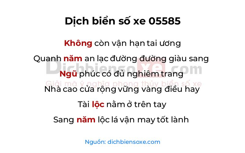 Dịch thơ biển số 05585