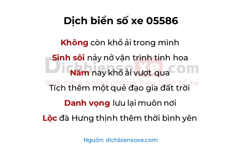 Dịch thơ biển số 05586