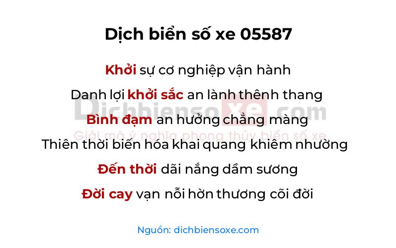 Dịch thơ biển số 05587
