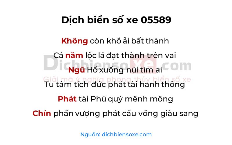 Dịch thơ biển số 05589