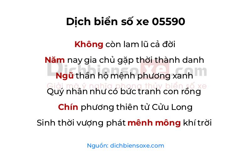 Dịch thơ biển số 05590