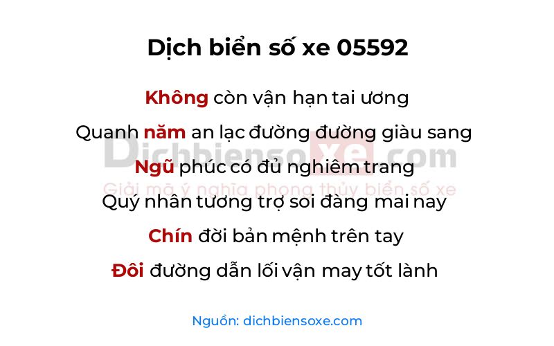 Dịch thơ biển số 05592
