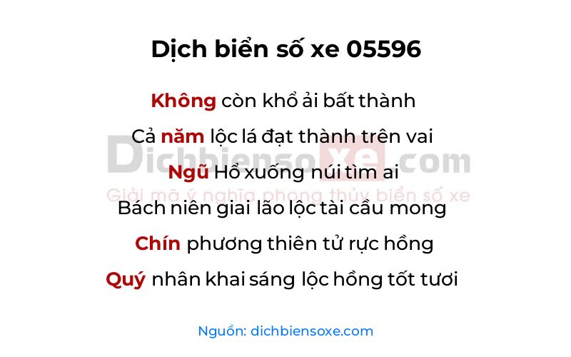Dịch thơ biển số 05596