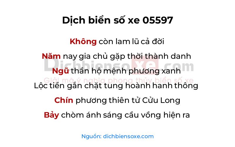 Dịch thơ biển số 05597