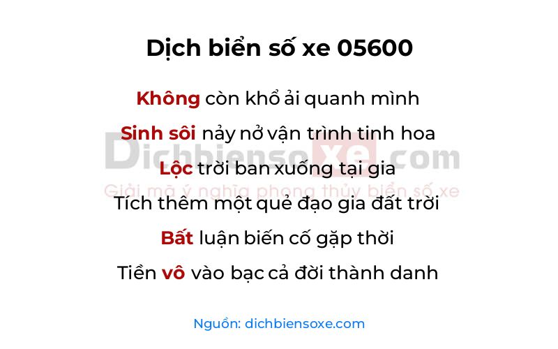 Dịch thơ biển số 05600