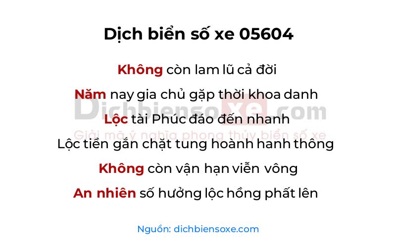 Dịch thơ biển số 05604