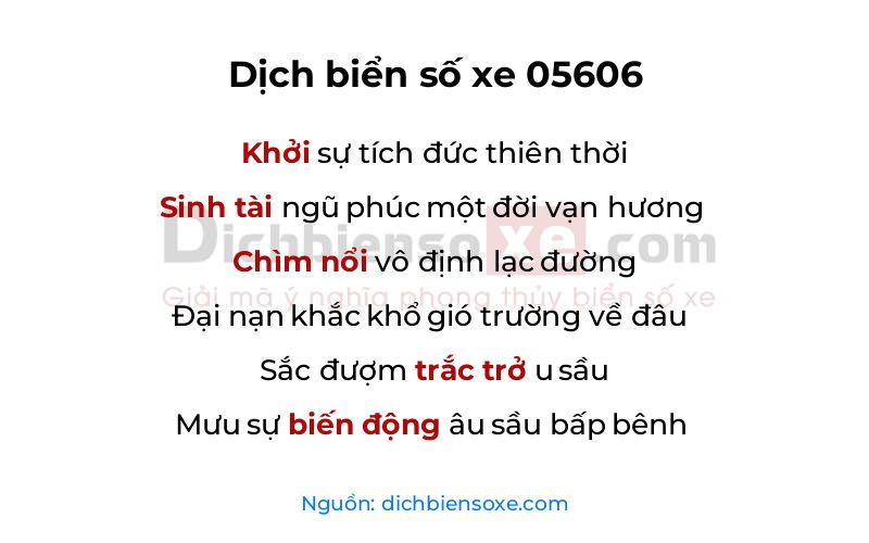 Dịch thơ biển số 05606