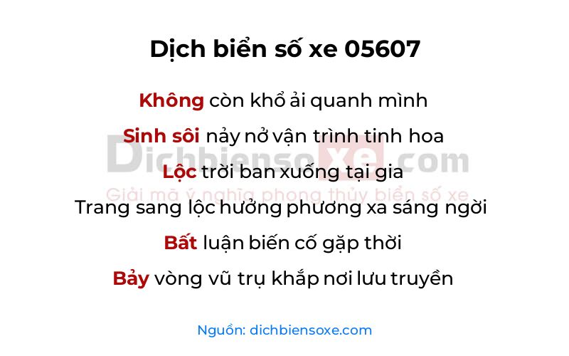 Dịch thơ biển số 05607