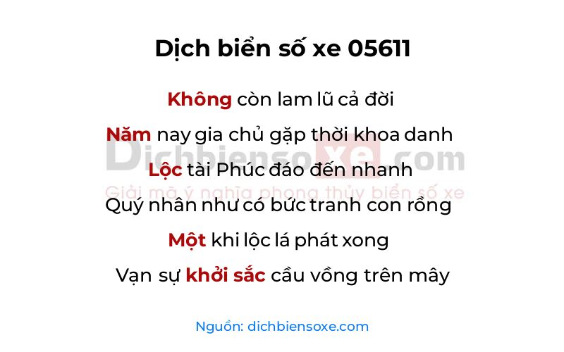 Dịch thơ biển số 05611