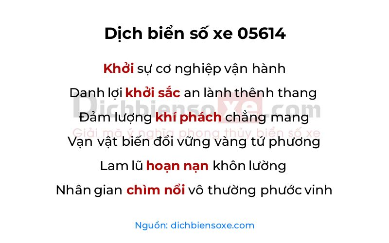 Dịch thơ biển số 05614