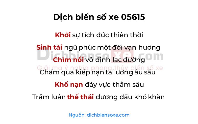 Dịch thơ biển số 05615