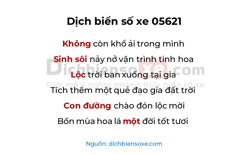 Dịch thơ biển số 05621