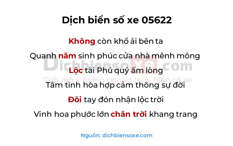 Dịch thơ biển số 05622
