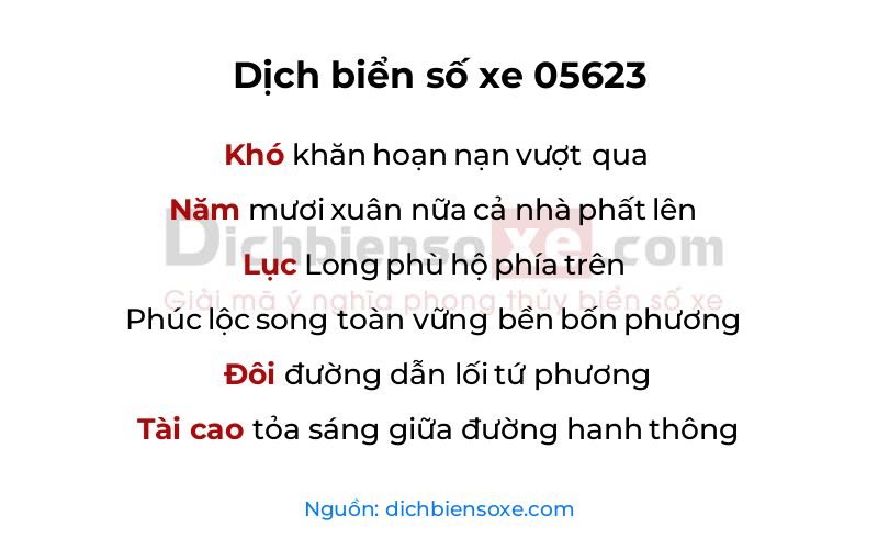 Dịch thơ biển số 05623