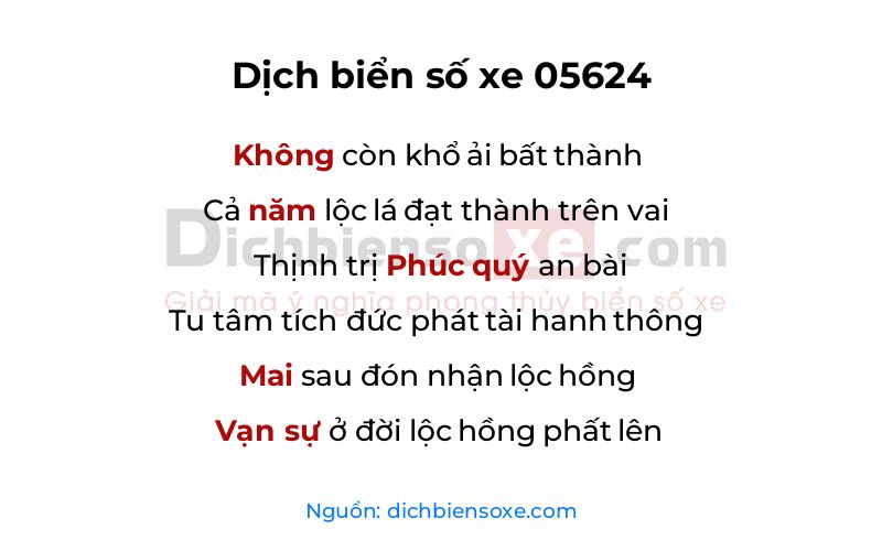 Dịch thơ biển số 05624