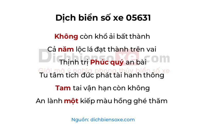 Dịch thơ biển số 05631