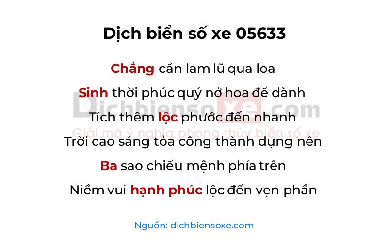 Dịch thơ biển số 05633
