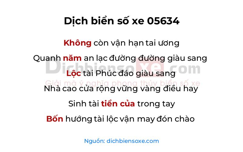 Dịch thơ biển số 05634