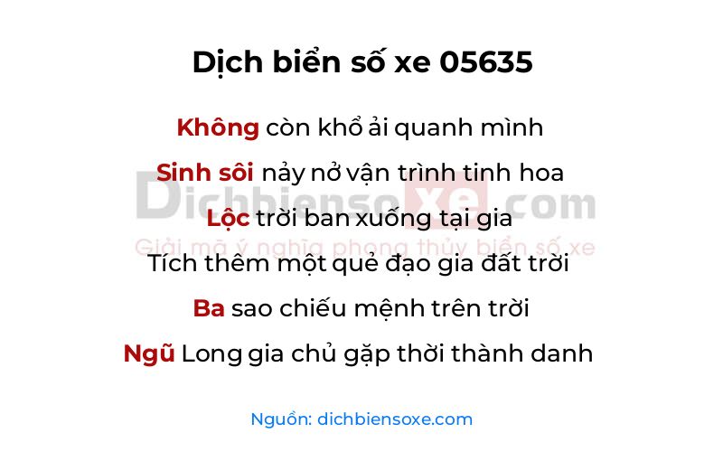 Dịch thơ biển số 05635