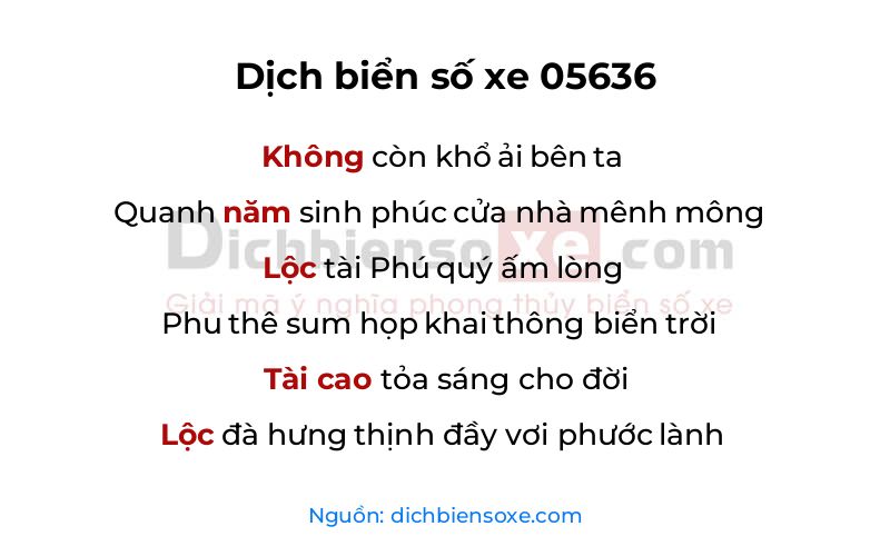Dịch thơ biển số 05636