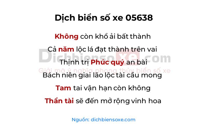 Dịch thơ biển số 05638