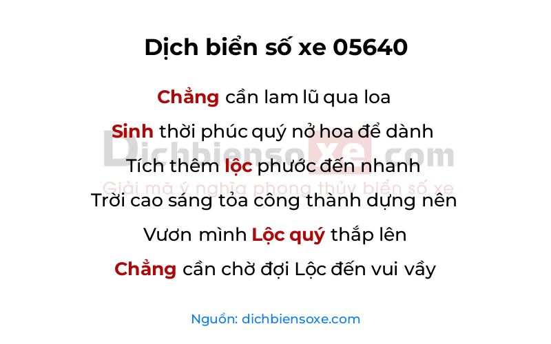 Dịch thơ biển số 05640