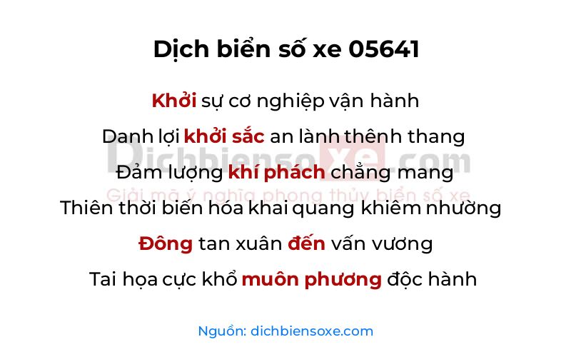 Dịch thơ biển số 05641