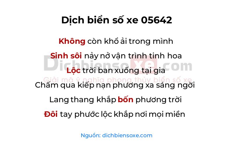Dịch thơ biển số 05642