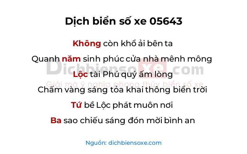 Dịch thơ biển số 05643