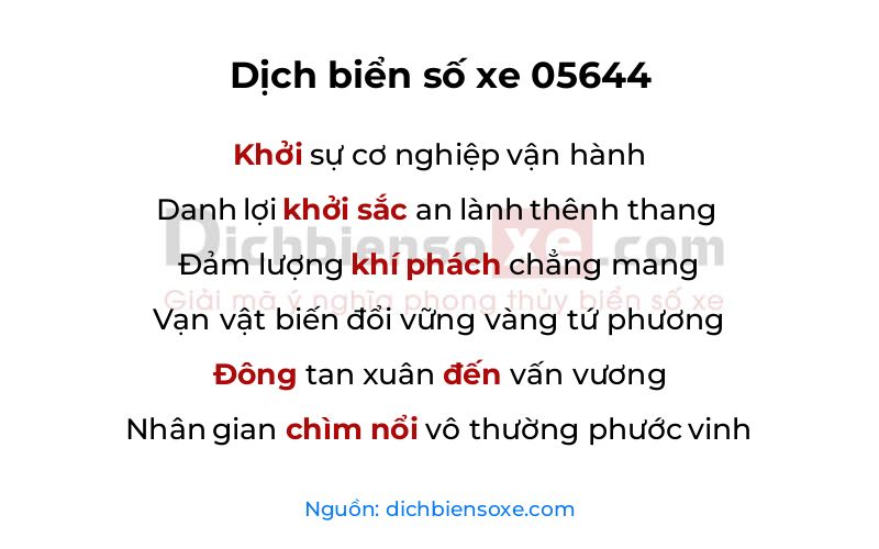 Dịch thơ biển số 05644