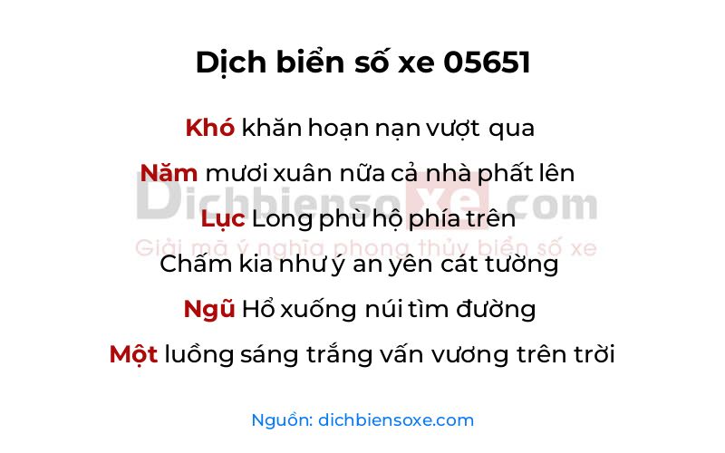 Dịch thơ biển số 05651