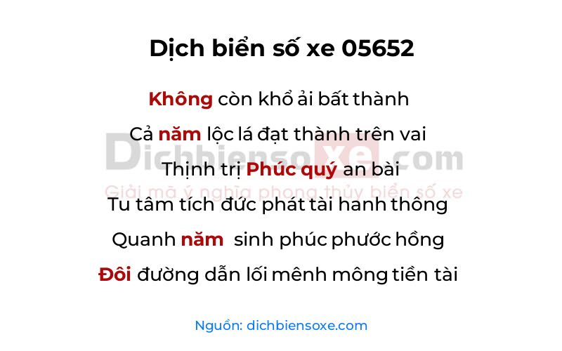 Dịch thơ biển số 05652