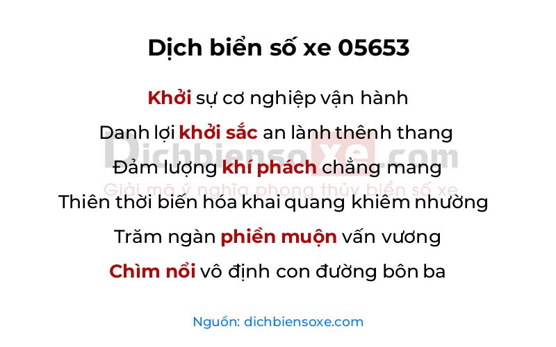 Dịch thơ biển số 05653
