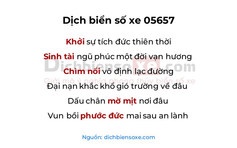 Dịch thơ biển số 05657