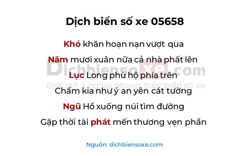 Dịch thơ biển số 05658
