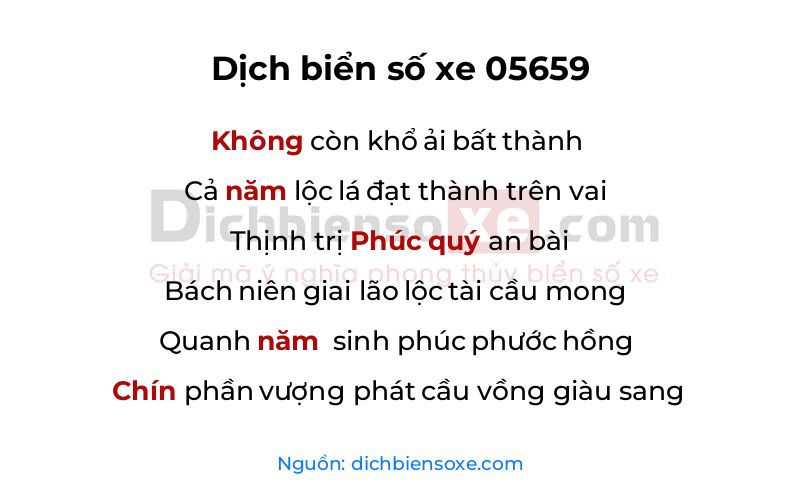 Dịch thơ biển số 05659