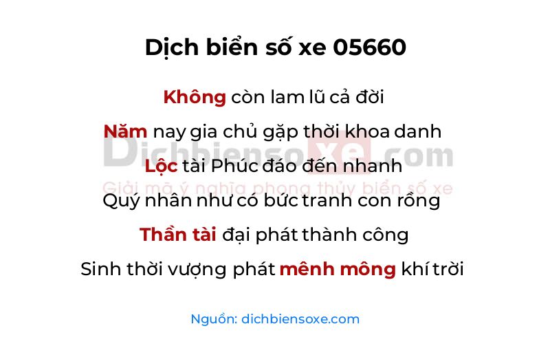 Dịch thơ biển số 05660