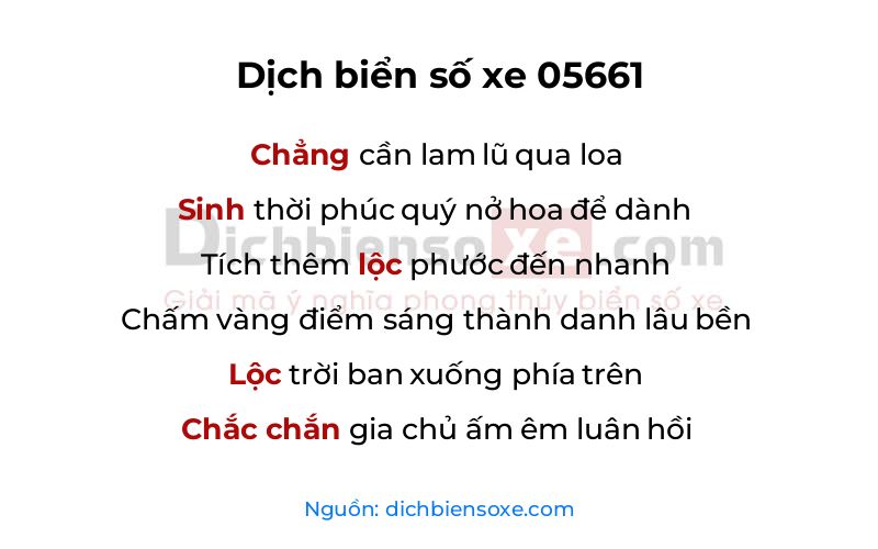 Dịch thơ biển số 05661