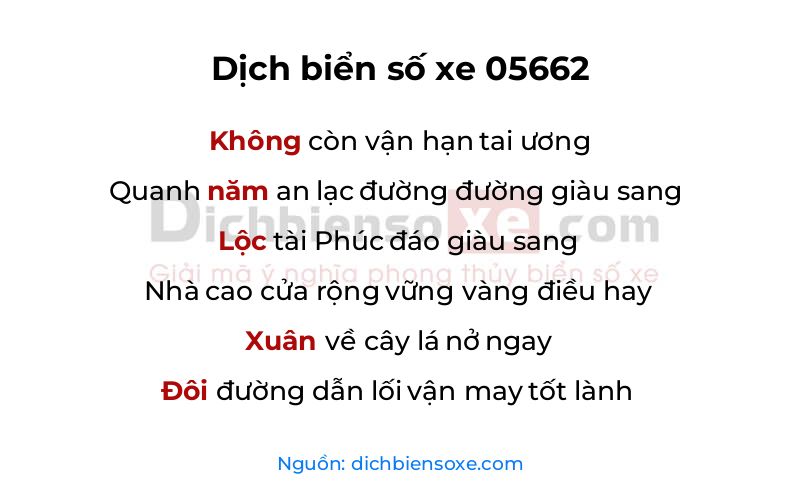 Dịch thơ biển số 05662
