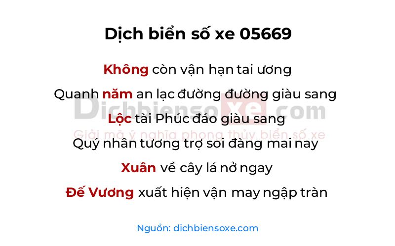 Dịch thơ biển số 05669