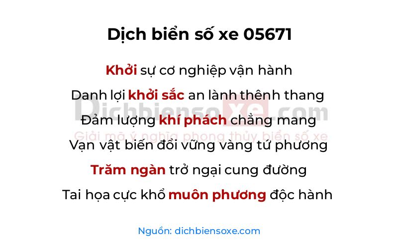 Dịch thơ biển số 05671