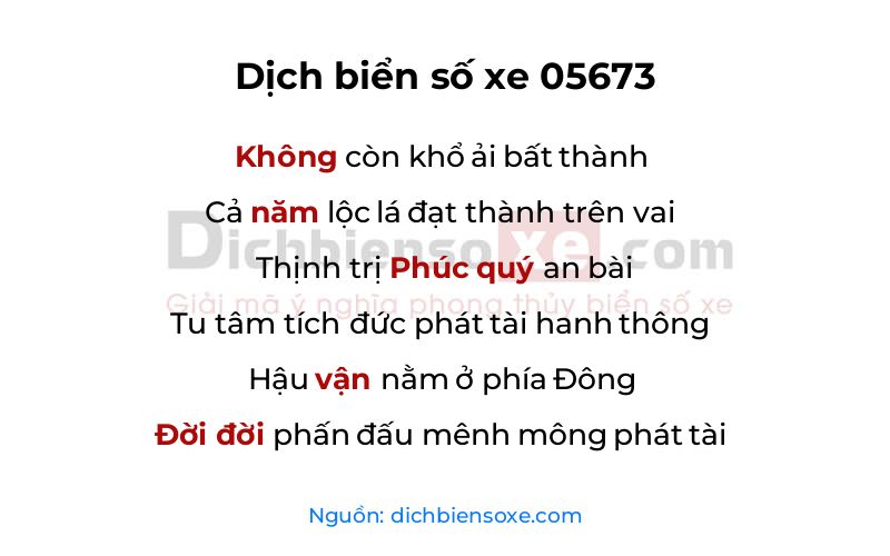 Dịch thơ biển số 05673