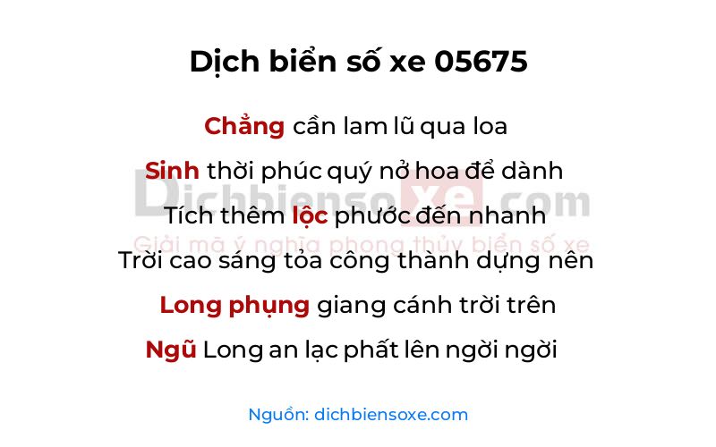 Dịch thơ biển số 05675