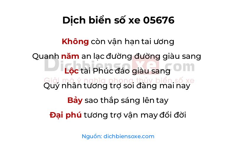 Dịch thơ biển số 05676