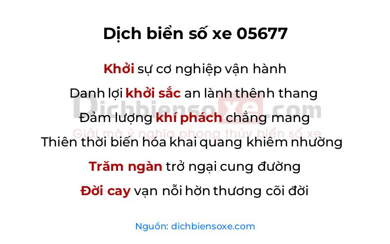 Dịch thơ biển số 05677