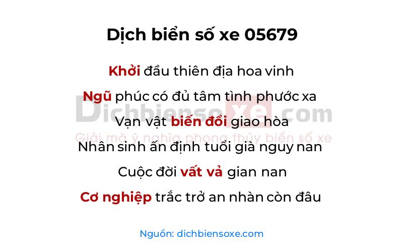 Dịch thơ biển số 05679