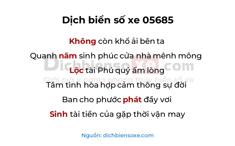 Dịch thơ biển số 05685
