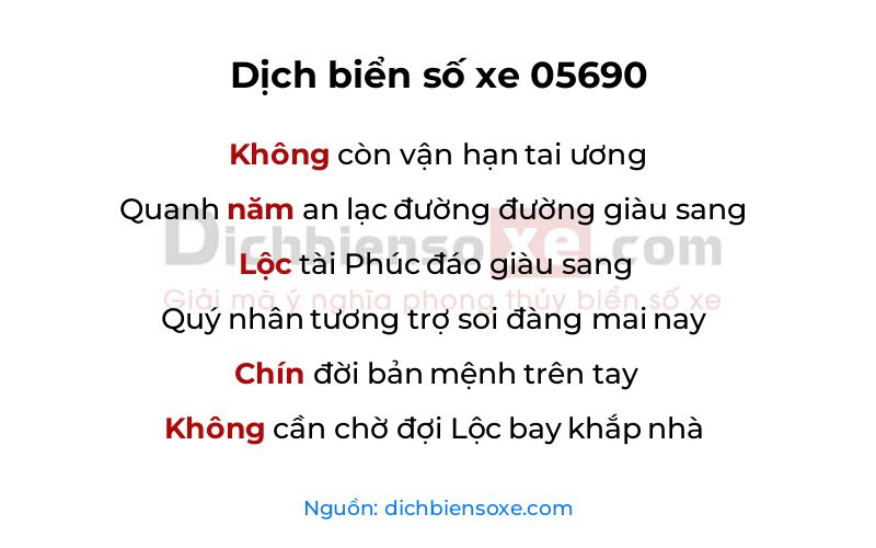 Dịch thơ biển số 05690