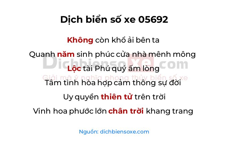 Dịch thơ biển số 05692