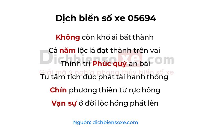 Dịch thơ biển số 05694